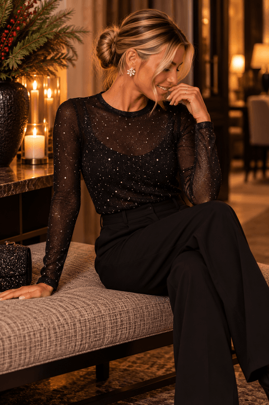 Freequent Fqisso Glittertopp Svart