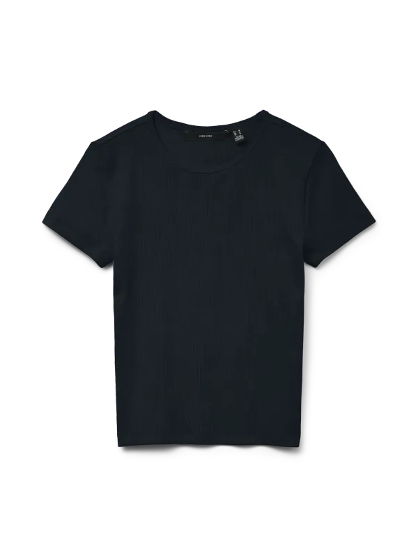 Vero Moda Vmchloe Basic Ribbet T-Skjorte Svart