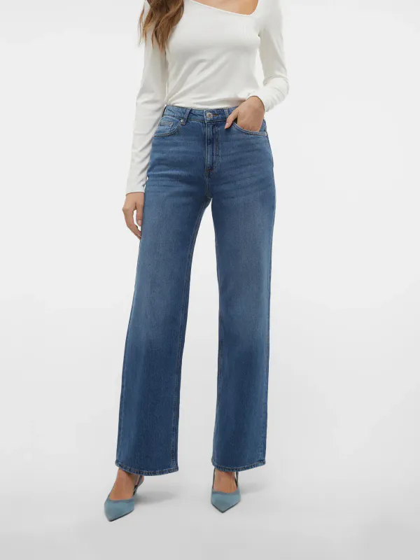 Vero Moda Vmtessa High Waist Wide Jeans 32 Light Blue