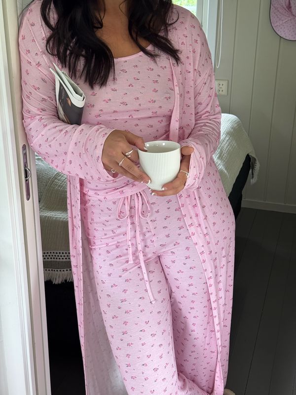 Vero Moda Vmesther Lang Morgenkåpe Blå Blomster