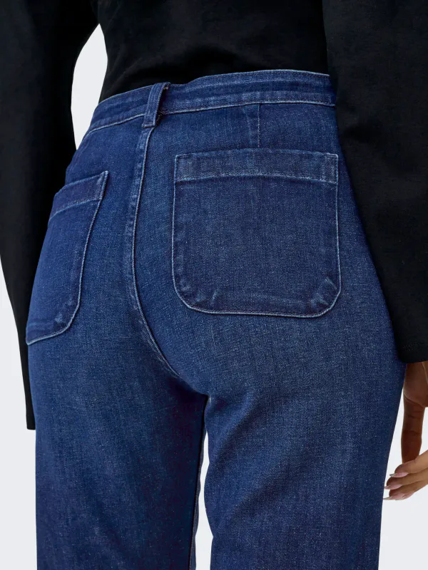 Onlmadison Highwaist Pocket Flared Jeans Dk.Blue 32