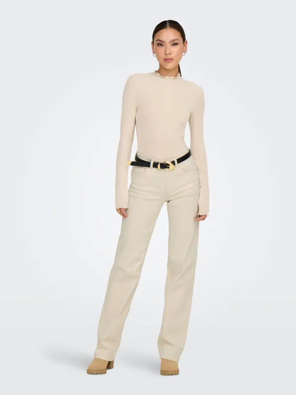 Only Onlblush Midwaist Straight Jeans 30 Ecru