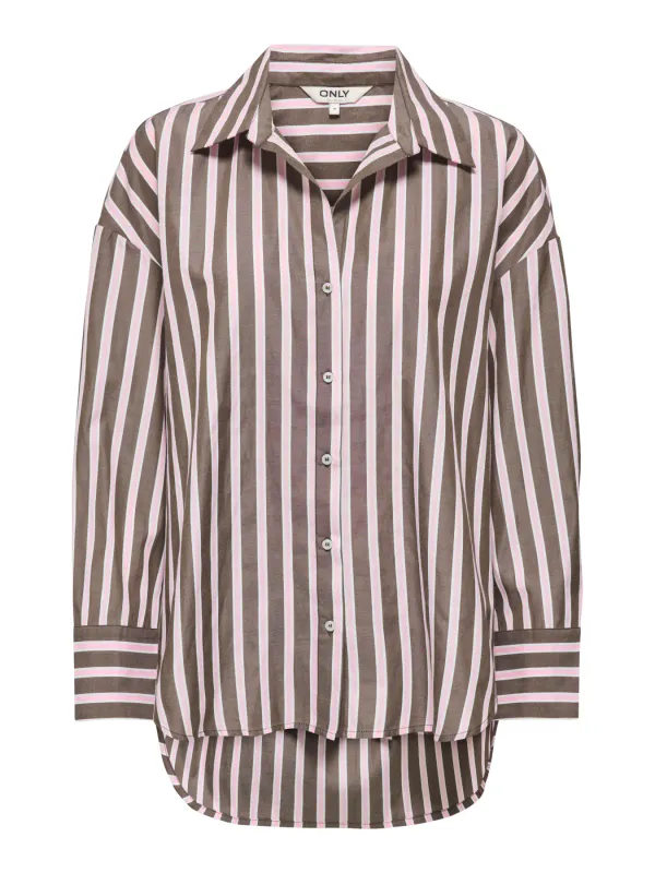 Only Onloregon Alva Stripete Skjorte Brun/Rosa