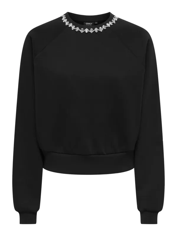 Only Onljett Sweatshirt med Strass Svart (Forhåndsbestilling)