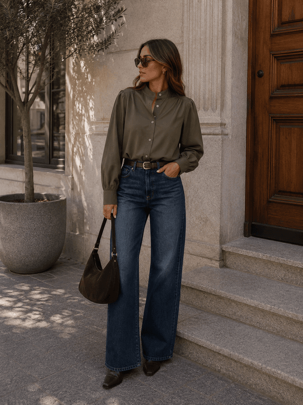Only Onlmadison Blush High Waist Wide Jeans Dk. Blue 30