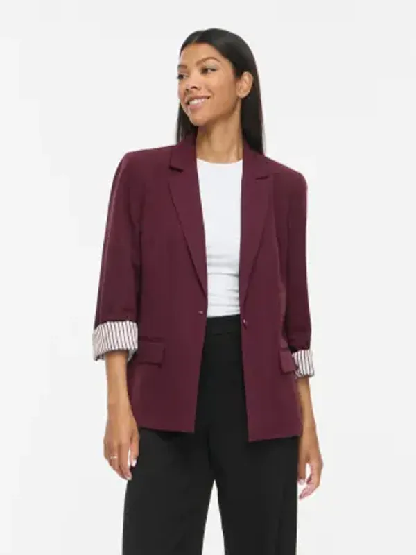 Vila Vibonnie Blazer Stripete Oppbrett Burgunder