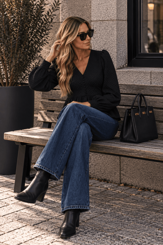Vero Moda Vmaugusta Bluse med V-hals Sort