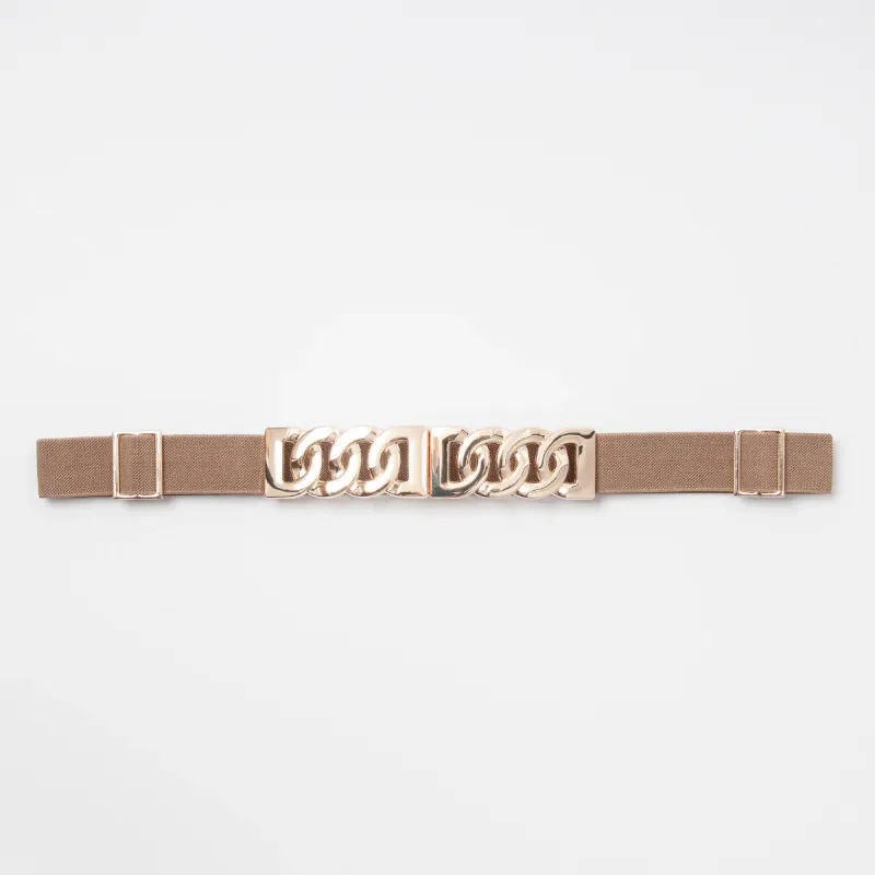 Strikkbelte Beige Gull