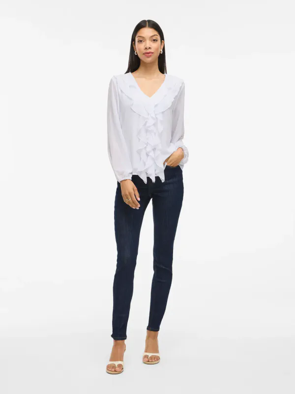 Vila Viviane Volang Bluse Hvit