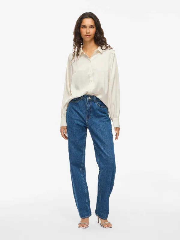 Vila Vienna Sateng Bluse Offwhite