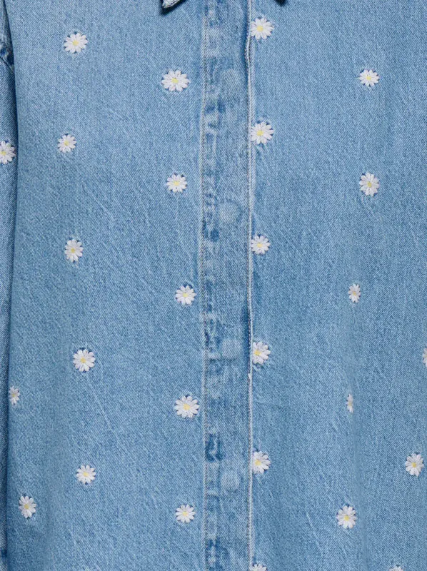 Only Onlvera Denimskjorte Broderte Blomster