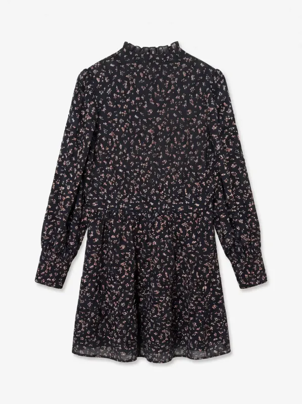 Aware Awnoelle Kort Kjole Svart Lyseblå Blomster