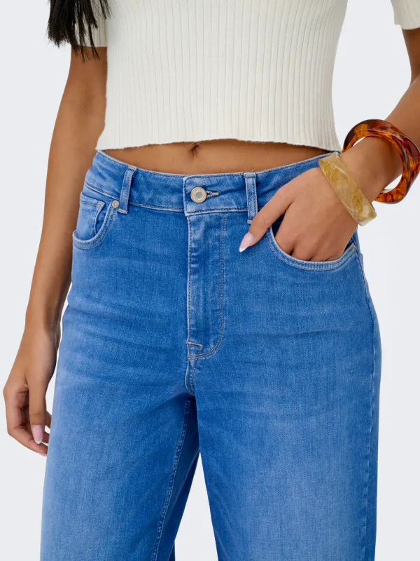 Only Onlmadison Blush High Waist Wide Jeans 32 Special Bright Blue Denim