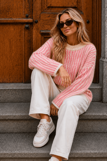 Hovedbilde Vero Moda Vmjosie Strikkegenser Rosa & Hvit ...
