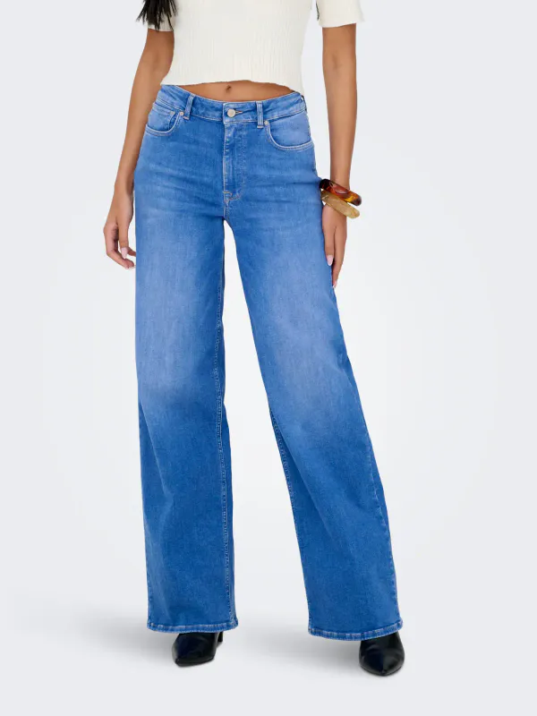 Only Onlmadison Blush High Waist Wide Jeans 32 Special Bright Blue Denim