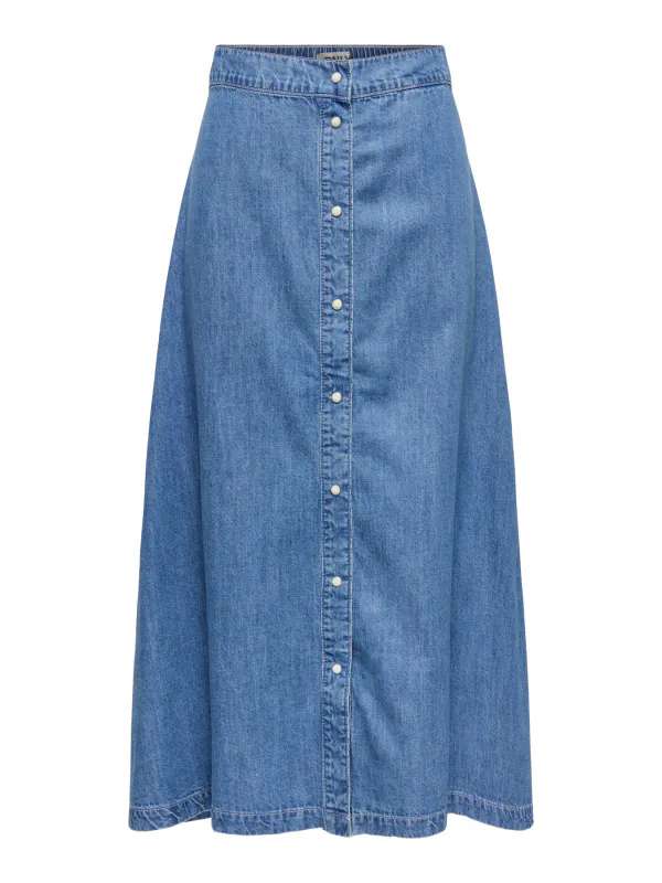 Only Onlnoemi Button Elastic Maxi Denim Skirt