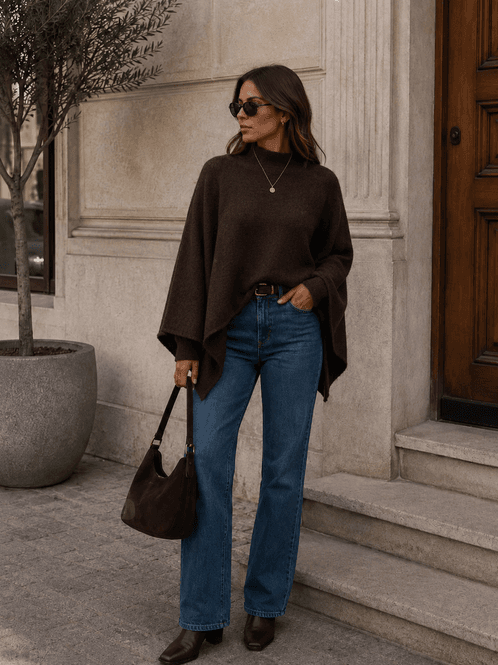 Hovedbilde Vero Moda Vmisla Strikket Poncho Brun