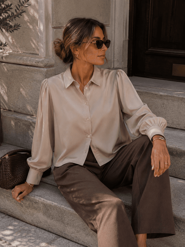 Vila Vienna Sateng Bluse Beige