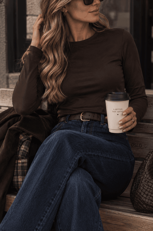 Freequent Fqliana Langermet Basic Topp Brun