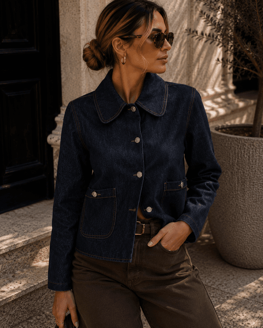 Hovedbilde Only Onlbella Collar Pocket Denimjakke Dark Blue ...