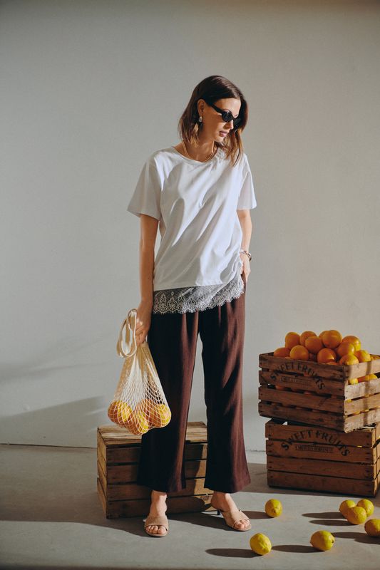 Freequent Fqlava Ankle Pants Brun